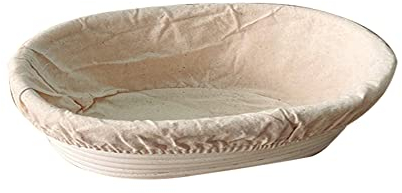 Starnearby Cestino da Lievitazione per Pane, Banneton Ovale, Cestino Lievitazione Pane in Rattan Naturale con Tessuto di Lino