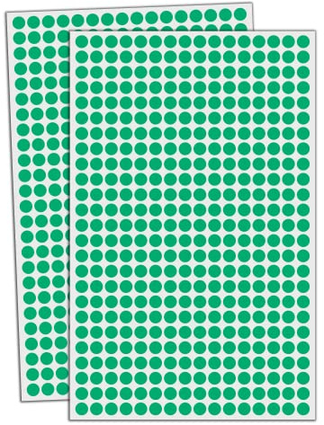 6000 Stück, 8mm Klebepunkte Runde Punktaufkleber Etiketten Markierungspunkte - Grün