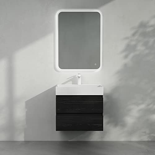 doporro Badmöbel-Set Waschtisch mit Unterschrank Waschbeckenunterschrank BTH: 60x38x56 cm inkl. Waschbecken und Ablaufgarnitur Schwarz Strukturiert Wandmontage
