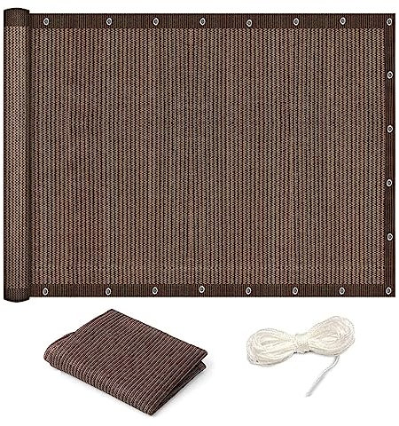 Voile d'ombrage 1.5 x 4 m Respirant HDPE Protection 95% UV Voile D'ombrage Toile avec Corde Libre pour Terrasse, Jardin, Balcon, Camping, ‎Marron