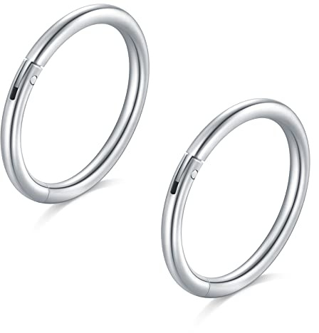 Longita 2 Stück Nasenpiercing Ring Silber 1.2mm 16G - 316L Edelstahl Clicker 10mm Nasenring - Nahtlose Präsenz Piercing für Septum Helix Tragus Conch Lippe Knorpel Segmentring Set Damen Herren