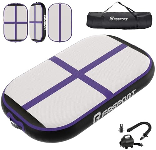 FBSPORT Airtrack Matte, 10/20cm Hoch Verdicken 60CM Tumbling Matte,Gymnastikmatte mit Luftpumpe,Trainingsmatte mit Tragetasche,Turnmatte für Zuhause, Outdoor,Yoga, Übungsgymnastik