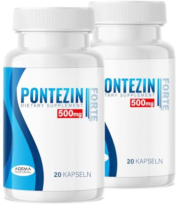 Adema Natural - Pontezin Kapsel 2er Pack for men - Sofortwirkung - Extra stark effektive Kapseln für den aktiven Mann - Wirkungsvoll - bessere Leistung - Natürliche Inhaltsstoffe - 500 mg - 40 Stk