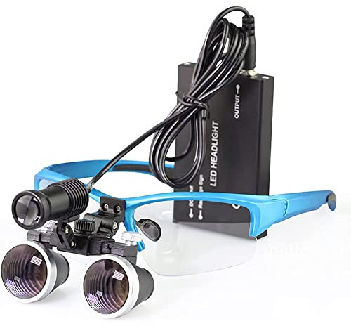 Dentist Lupenbrille Mit Licht Werkzeuge Fachmann Betrieb Binokular Lupen Surgical Brillenlupe Für Zahnarzt Kopf Montiert Loupes Optisches Glas Verwendung Der Kosmetischen Chirurg(Size:2.5X,Color:Blau)