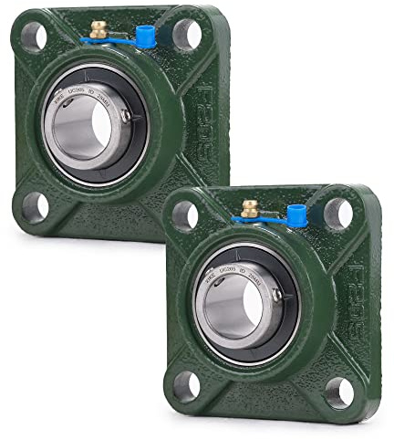 XiKe 2 pezzi UCF205 foro 25mm Cuscinetti a blocco cuscinetto con flangia quadrata, Guscio integrale in ghisa e cuscinetti autoallineanti in acciaio al cromo.