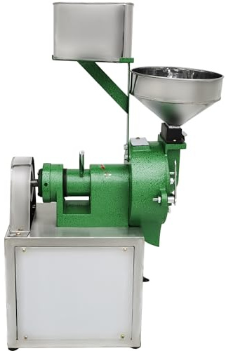 HQHAOTWU Electric Rice Soybean Grinding Machine Commercial Corn Grinder Wet and Dry Grain Mill Machine with Two Different Grinding Wheels & Funnel for Cereals Wheat Feed Flour 110V