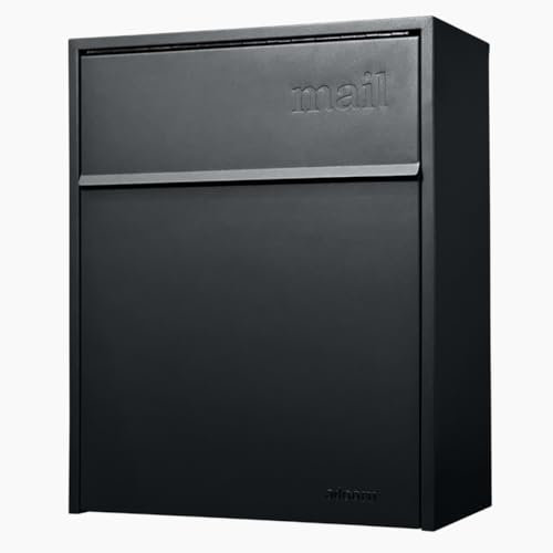 adoorn Modern Large Locking Wall Mount Mailboxes for Outside - Black