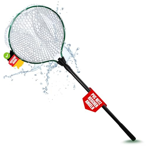 Zite Fishing Forellen-Kescher Gummiert 190cm | Teleskopkescher mit | PVC-Vollgummi-Netz | Angelkescher Fischschonend & geringe Scheuchwirkung | Unterfangkescher Forellen-Spoon-Angeln, Angel