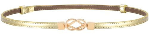 VONMELLI Cintura Donna in Pelle PU Regolabile Sottile per Abiti Eleganti Con Oro - Vita Alta, Gioiello per Vestito, Pantaloni, Jeans - Oro S