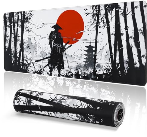 EFISH Tapis de Souris de Jeu Japonais XXL 800 x 300 mm Grand Tapis de Bureau Bords Cousus Imperméable Antidérapant pour PC, MacBook, Ordinateur Portable Améliore la précision et la Vitesse. (B18)