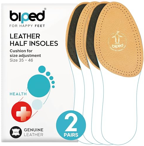 biped 2 paia di mezze suole in pelle con carbone attivo - Imbottiture per l'avampiede Solette per scarpe - Solette in pelle Donna e uomo z1782(37-38)