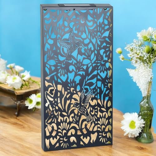 Epsom Door Handle Large Metal Hummingbird Solar Wall Panel 60 X 30 X 5 Cm Solar-Powered Outdoor Wall Art Weatherproof Led Garden Panel for Patio Fence Balcony Decor