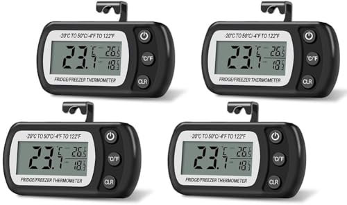 Iyalezirk Digital kylskåpstermometer 4 delar kyl- och frystermometer med stor LCD-skärmhållare för kök i rummet