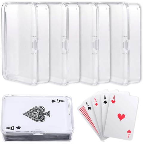 Qianyu 4 Pcs Blank Playing Card Case Small Plastic Clear Deck Box Playing Game Storage Deck Holder Box Snaps Closed Game Storage Containers for Bank Business PTCG Baseball Trading Cards