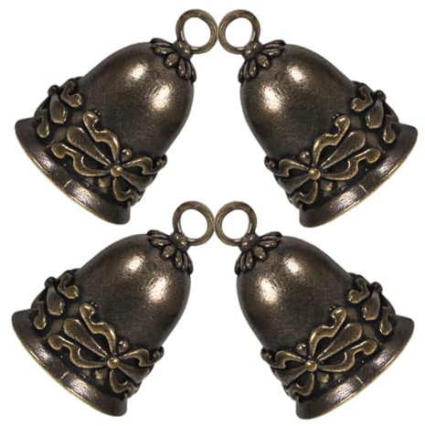MAGICLULU 4stücke Vintage Messing Glocke Charms Prägetechnik Anhänger Für DIY Schlüsselanhänger Taschenanhänger Zubehör