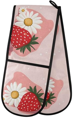 Quteprint Maniques doubles matelassées pour cuisine, barbecue, grillades et micro-ondes - Résistants à la chaleur - 17,8 x 88,9 cm de long - Avec boucle de suspension