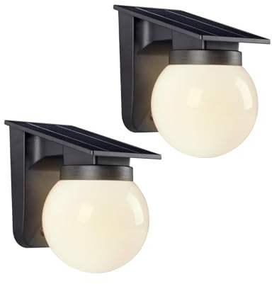 uwiner Solar Wall Lights Outdoor, 2 Pack, 3 Lighting Modes, IP65 Waterproof, Wireless Solar Powered LED Lights for Backyard, Garden, Fence, Patio, Front Door - Bright & Durable Outdoor Lighting