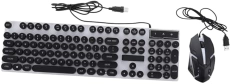 Mechanical Feel Keyboard Mouse Combo 104 Keys Abs Black | Suspended Structure, Multiple Water Drainage Holes, 3d Non-slip Scroll Wheel