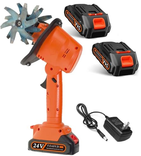 Mini motobineuse sans fil, motoculteur électrique de jardin 235 tr/min avec batterie rechargeable, 4 rangées de dents, largeur de travail 10 cm, profondeur de travail 10 cm for jardin, potager(B)