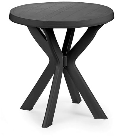 Spetebo Kunststoff Gartentisch rund anthrazit - 70 cm | Campingtisch, klassisches Design, Balkontisch, Terrassentisch, für Außenbereich