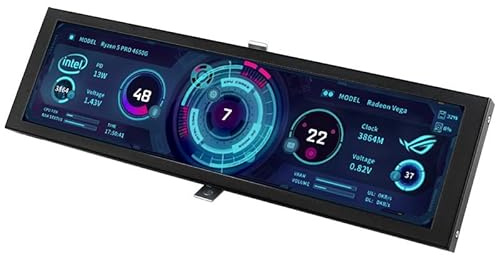Tosuny 8.8 Inch IPS PC Case Screen - Internal Rotatable Secondary Display w/Standalone SD Playback, Plug and Play Aluminum Frame Monitor, Zero Performance Drain (1920x480)