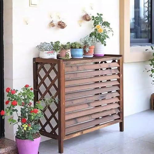 Protection d'écran pour climatiseur extérieur – Boîtier en bois rustique parfait pour cacher les unités de climatisation et les poubelles (104,1 x 47 x 80 cm) – Design résistant aux intempéries