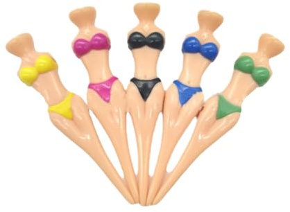 AEKZOX 5 Stücke Lustig Golf Tees Bikini Damen Mädchen Kunststoff für Männer Frauen Golftraining Golf Zubehör Golf Übungs (81 mm)