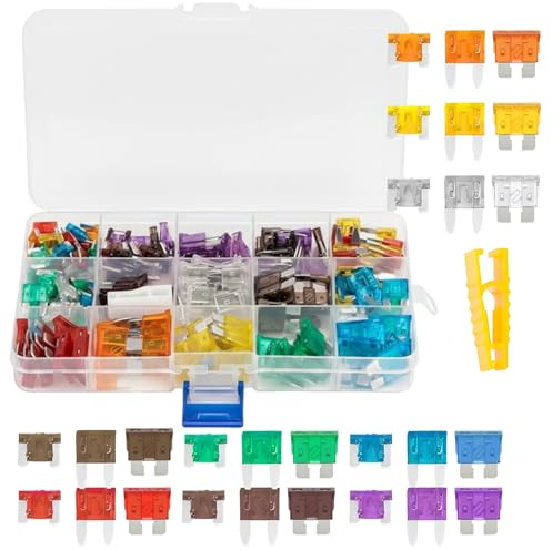 180 PCS Kfz-Sicherungen Set(2A-40A) - Komplettsortiment mit Micro, Mini & Standard Sicherungen inkl. Sicherungszieher - Universal für PKW, Motorrad & Wohnmobile