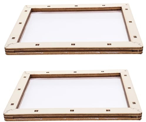 LIFKOME Cadre de Fabrication de Papier DIY en Bois 2pcs, Outil Éducatif Facile à Utiliser pour Artisanat et Bricolage Papier, Matériau Bois et Polyester