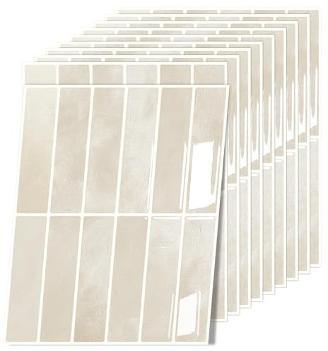 Peel and Stick Wall Tiles – 10 Sheets 9x11.5 Self Adhesive Tile Stickers for Kitchen Splashback & Bathroom Walls – 3D Gel Effect PET Material – Waterproof (Beige, 10-Pack 9x11.5 in)