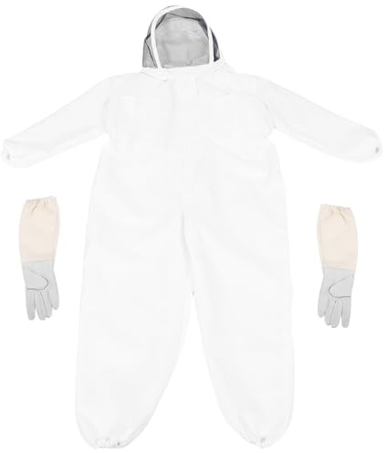 BAZEITFLOW Combinaison d'Apiculteur Xl en Coton Épais avec Voile Intégré et Moufles Tenue de Protection Complète les Piqûres d'Abeilles pour Apiculture Professionnelle Respirante et