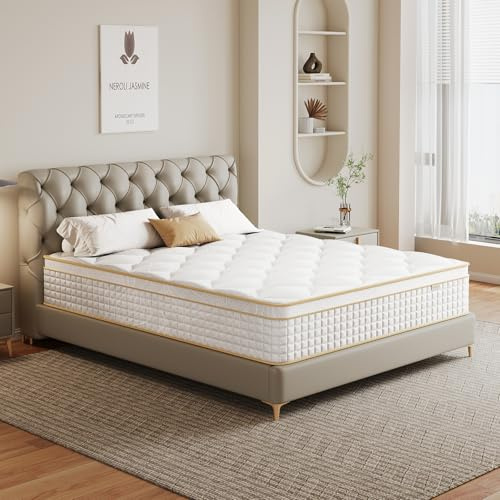 Ruanrest Queen Mattress 12 Inch Hybrid Mattress in a Box with Memory Foam and Pocket Springs for Pressure Relief, Medium Firm Queen Size Mattress, Motion Isolation, CertiPUR-US