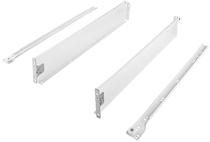 cyclingcolors 2x guida per cassetti a rulli con sponde guide per mobili in legno binari scorrevoli mobile porta cucina bagno, altezza 86mm, lunghezza 450mm, 25kg, bianco