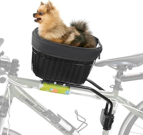 YEENAIV Hundcykelkorg, hundkorg för cykel, cykelkorg för hundar med säkerhetsbälte, mountainbike, shoppingkorg, bärbar, resväska för små hundar, katter och andra husdjur upp till 5 kg