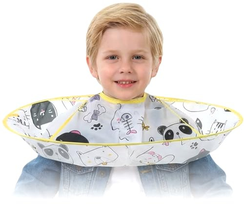 CIATBYYJ Barnens frisörkappa, hårklippningskappa, frisörkappa paraply, vattentät, vikbar paraplydesign för barn och vuxna, hårstyling, snitt, salong