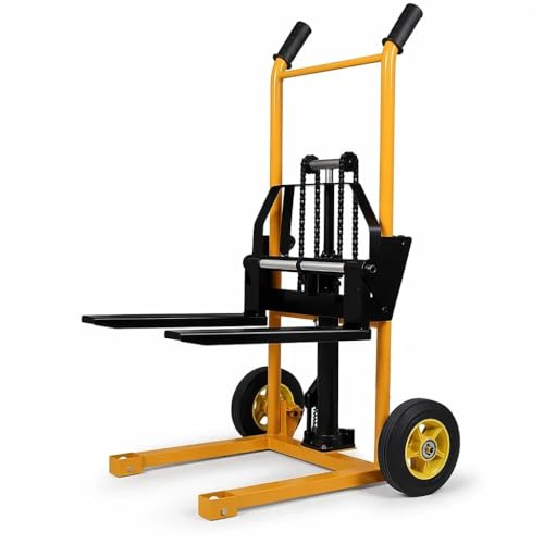 Gerbeur Idraulico Manuale 200kg, Transpallet Manuale Sollevatore, Carrello Elevatore per Pallet con Sollevamento Max 90cm per Scarico Furgoni