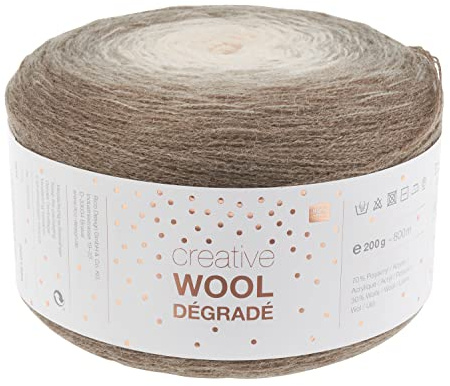 Rico Design Rico Creative Wool Dégradé Strickwolle 4-fädig 200g 800m Nadelstärke 4 Winter Handwäsche bis 40°C Schalwolle Natur | Nadelstärke 4 Winter Handwäsche bis 40°C Schalwolle Natur