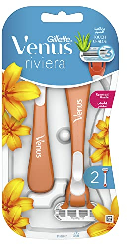 Gillette Venus Riviera 3 Klingen Einwegrasierer für Damen mit Aloe, Sparpack 12 Stück