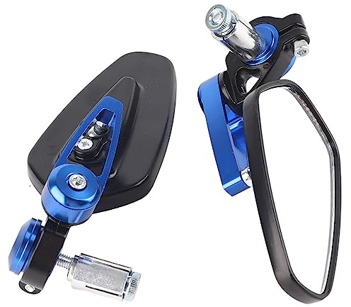 motorradspiegel blau + Seitenspiegel Universal Motorrad Aluminiumlegierung Rückspiegel für die meisten Motorräder mit 7/8(22mm) Lenkerende(Blau Farbe)