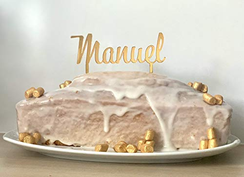 Cake Topper personalisiert mit Name – Acrylspiegel Gold/Silber/Roségold – Caketopper für Geburtstag, Hochzeit, Taufe, Einschulung – Tortendeko mit Wunschname