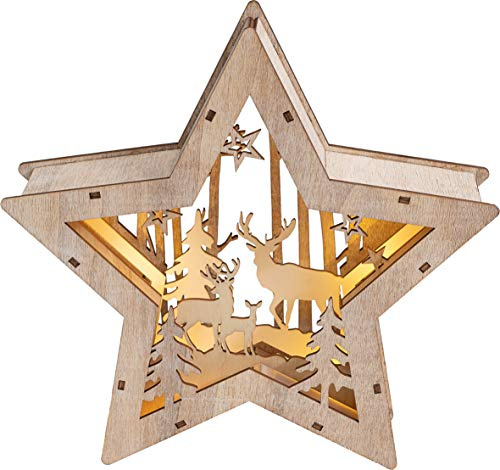 St Helens Home and Garden Battery Powered Wooden Light Up Christmas Star