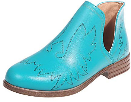 Stiefeletten Reitstiefel Stiefel Damen Stiefel Frauen Mode Casual Slip On Retro Short Ankle Low Heels Lederschuhe (38,Grün)