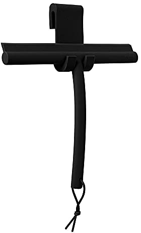 blomus VIPO Raclette de Douche avec Support 24 cm de Large Raclette en Silicone pour Douche, Salle de Bain Noir