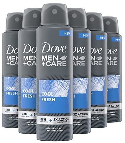 Dove Men+Care Deodorante Spray Cool Fresh, con 1/4 di Crema Idratante, Deodorante Uomo Antitraspirante Senza Alcol, Aiuta a Ridurre le Irritazioni, Fino a 48 Ore di Protezione, 6 pezzi da 150 ml