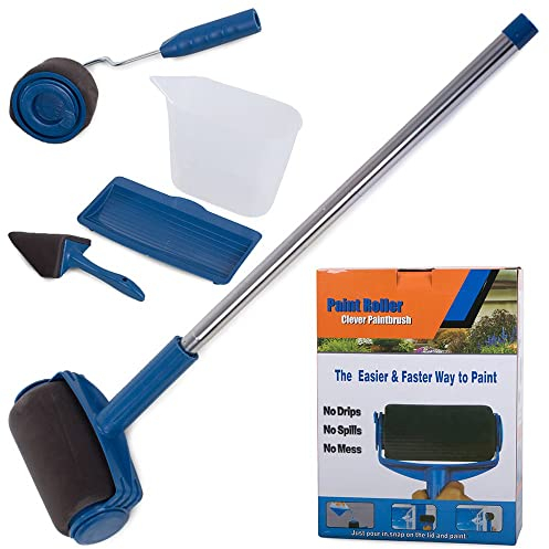 KIT RULLI PITTURA ALLUNGABILE COMPOSTO DA 9 PEZZI CON SERBATOIO ANTIGOCCIA E VASSOIO, PERFETTO PER TINTEGGIARE SUPERFICIE INTERNE ESTERNE METALLICHE E IN LEGNO