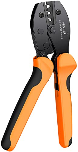 Proster Solar Crimpzange PV Crimper 26-10 AWG Ratschenanschluss für 2.5-6mm² Solar Steckverbinder Solarpanel PV Kabel- Orange