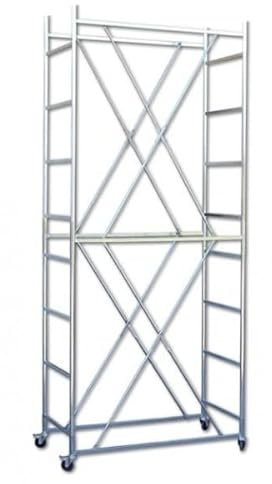 ITALFROM - Ponteggio Trabattello 1,97 Metri con Ruote Bloccanti, Piattaforma da Lavoro in Acciaio Zincato Antiruggine, Scala Multifunzione Professionale per Lavori di Manutenzione (H LAVORO 3,70 MT)