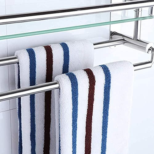 CUTYZ Badregale, Dusch-Eck-Badezimmerregal, Duschregal, Wand-Handtuchhalter, gehärtetes Glas, 1/2/3 Laminierung, 3 Größen, Badezimmerregale/2 Ebenen/50 cm Marriage