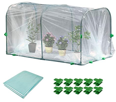 Tsuchiya Túnel de lámina - Neumático de invernadero para plantas, resistente al agua, cálido, para el cultivo de plantas, túnel de plantas para jardín, plantas, estacas de jardín