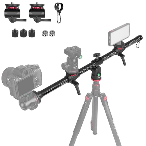 Manbily Tripod Horizontal Extension Boom Arm 27.6 70cm Rotatable 360° Overhead Tripods Centre Column Axis, 3/8 to 1/4 Screw Aluminum Three-Mount Accessory Bar for Camera Photography
